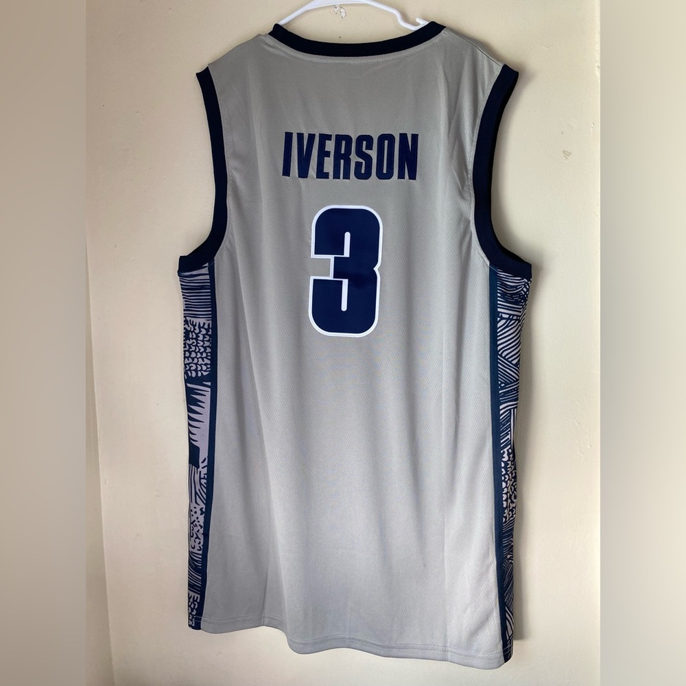- Georgetown iverson embroidered college  jersey Philadelphia basketball
